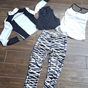 4 pc black and white workout set